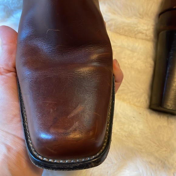 MICHAEL KORS DISTRESSED OILED LEATHER HARNESS LOW CALF BOOTS HEELS - Picture 10 of 15